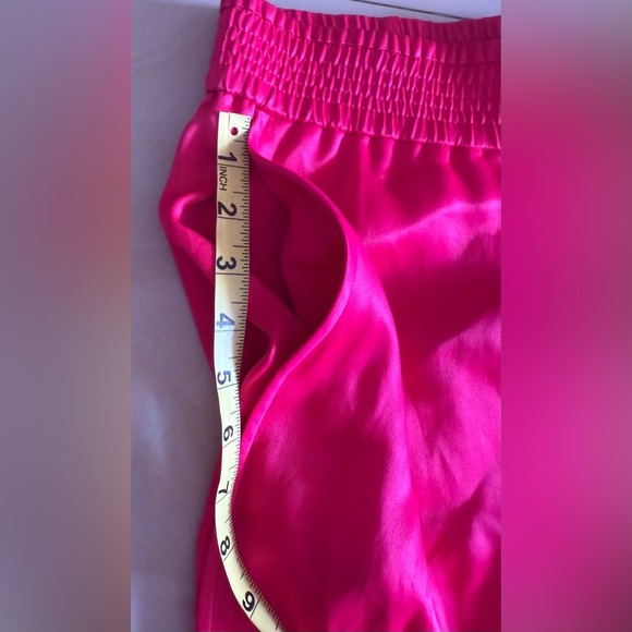 Zara Pink Magenta Elastic Waist Satin Split Hem Trousers Pants XXL hot pink - Picture 11 of 16